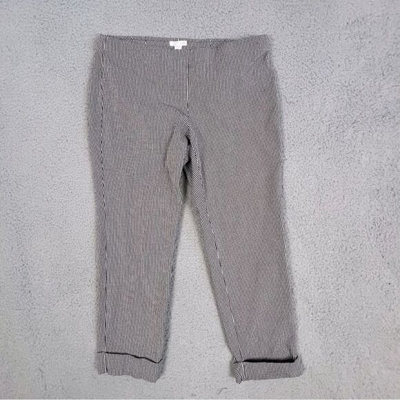 J JILL WOMENS STRETCH PANTS BLACK AND WHITE CHECKERED SIZE 8 P - Picture 1 of 11